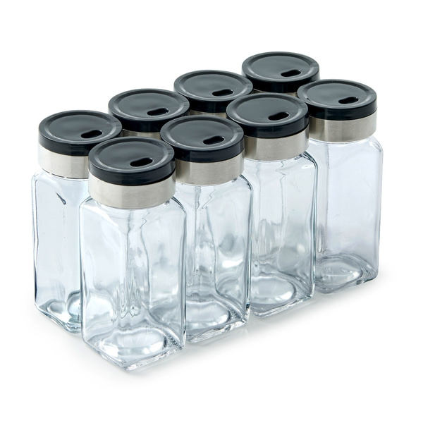 Gewürzstreuer, Glas - 8 Stk. Gewürzgläser eckig