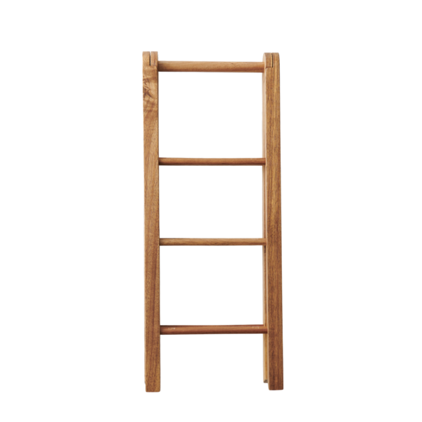 Échelle en bois marron, avec barreaux, pour décoration, contre le mur, rustique