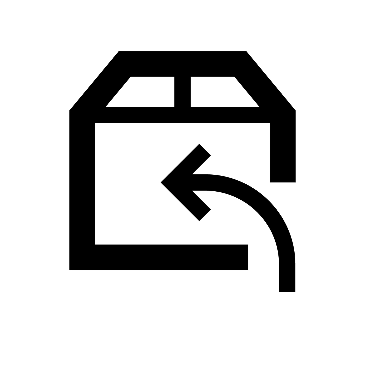 Symbol für den Eingang, mit einem Pfeil, der in das Gebäude zeigt.