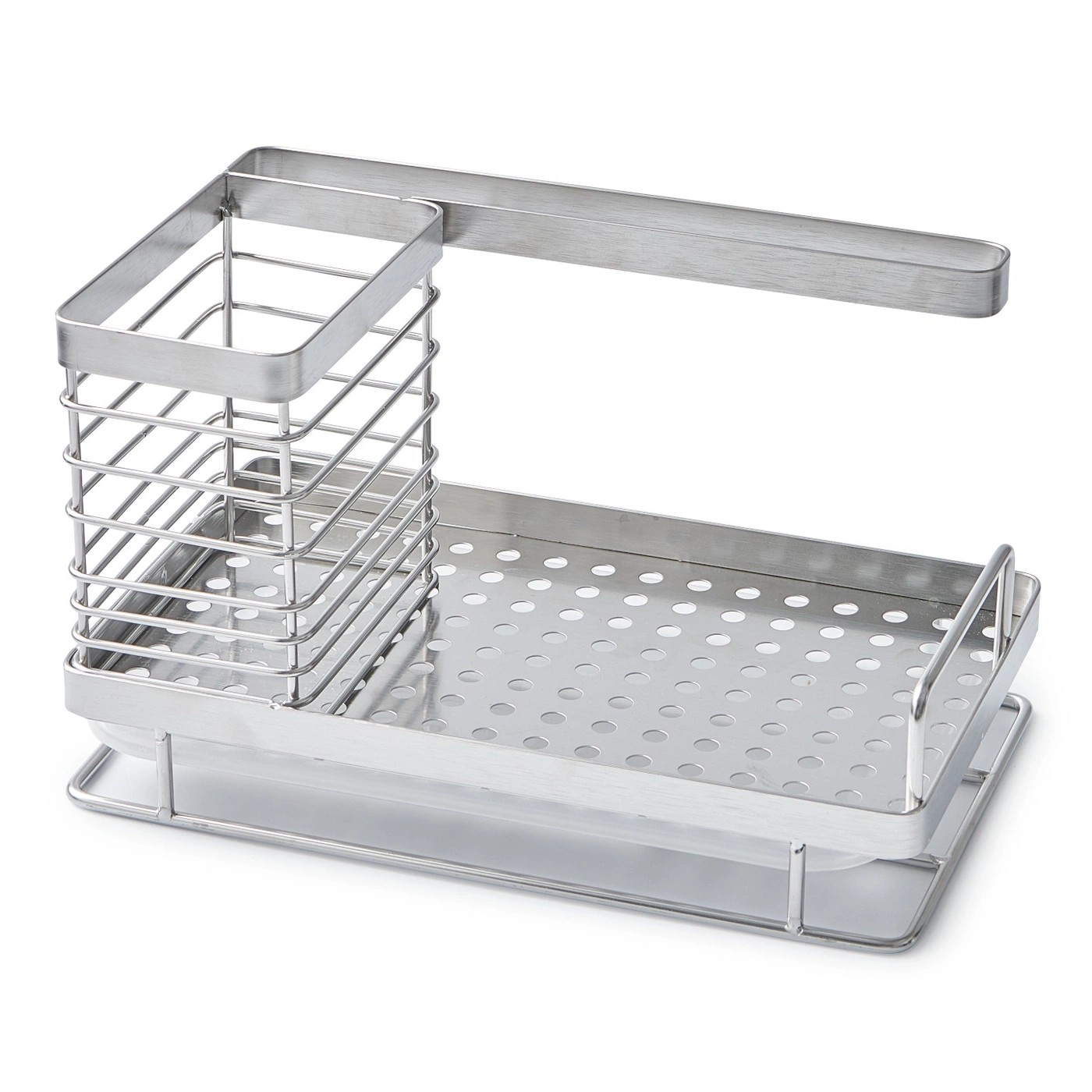 Organisateur d'évier en acier inoxydable avec égouttoir et panier à couverts pour la cuisine