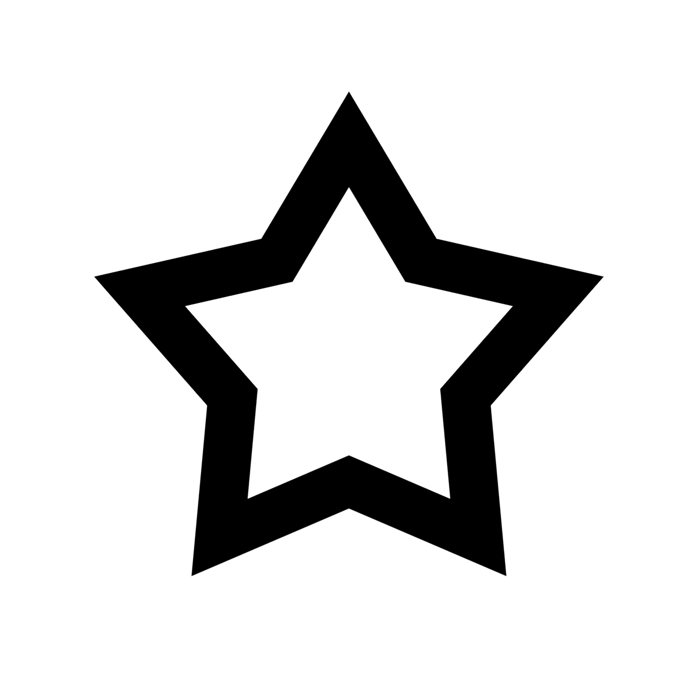 Weißer Stern auf schwarzem Hintergrund, doppelter Umriss, geometrische Form, Symbol