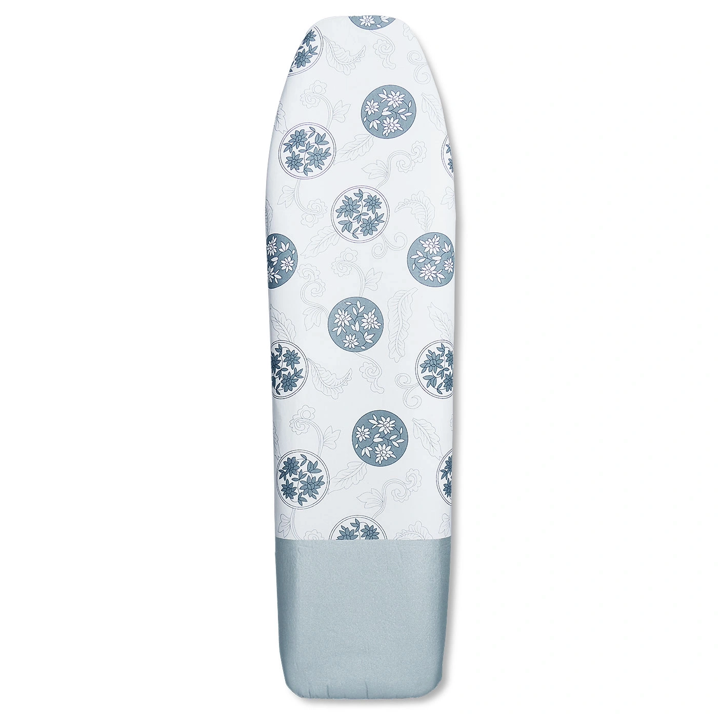 Bügelbrettbezug mit blau-weißen Blumenmustern und hellblauem Saum, Textil