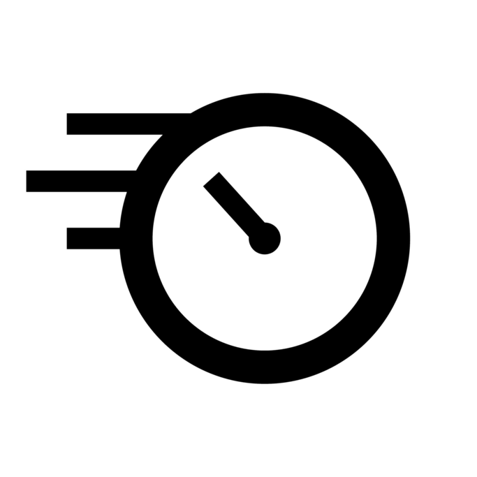Tachometer-Symbol mit Geschwindigkeitseffekt, das die Schnelligkeit anzeigt.